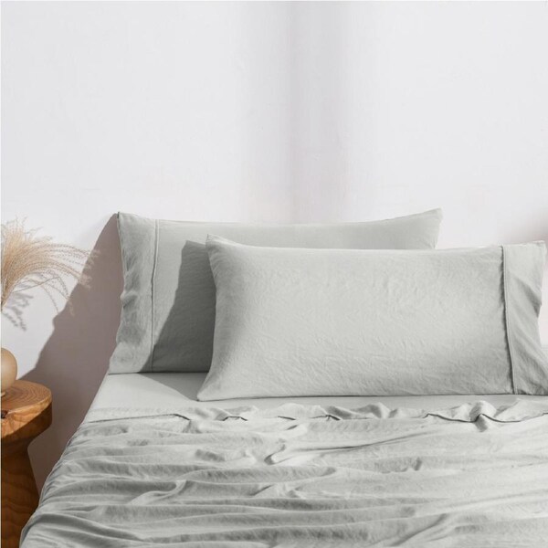 Dreamaker Superfine Washed Microfibre King Pillowcase Twin Pack Dove Grey