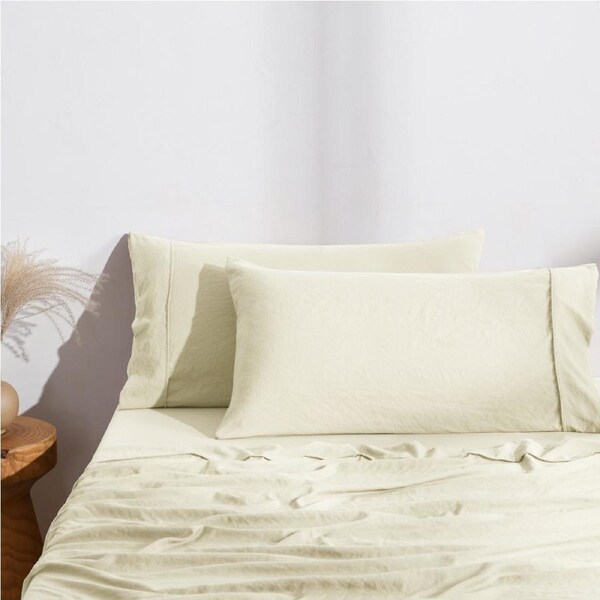 Dreamaker Superfine Washed Microfibre King Pillowcase Twin Pack Natural