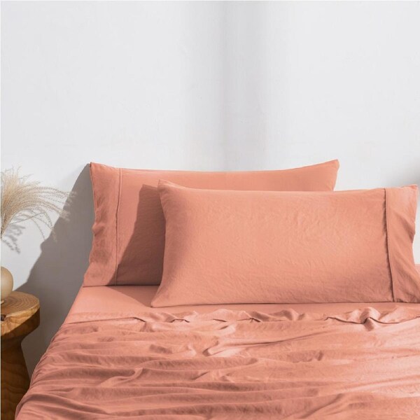 Dreamaker Superfine Washed Microfibre King Pillowcase Twin Pack Pink Clay