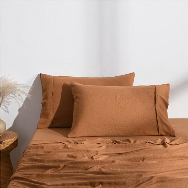 Dreamaker Superfine Washed Microfibre Standard Pillowcase Twin Pack Rust