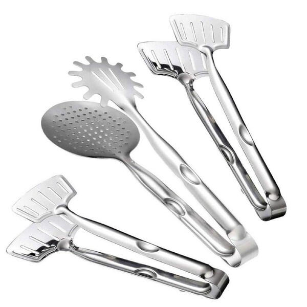 3pcs Stainless Steel Food Tongs Multifunctional Kitchen Cooking Serving Clips