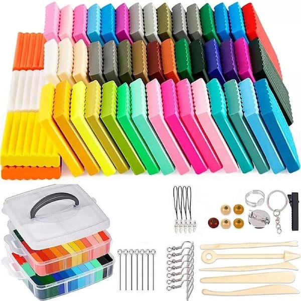 Polymer Clay Starter Kit DIY Modeling Clay Set Accessories 50 Colour - 83x