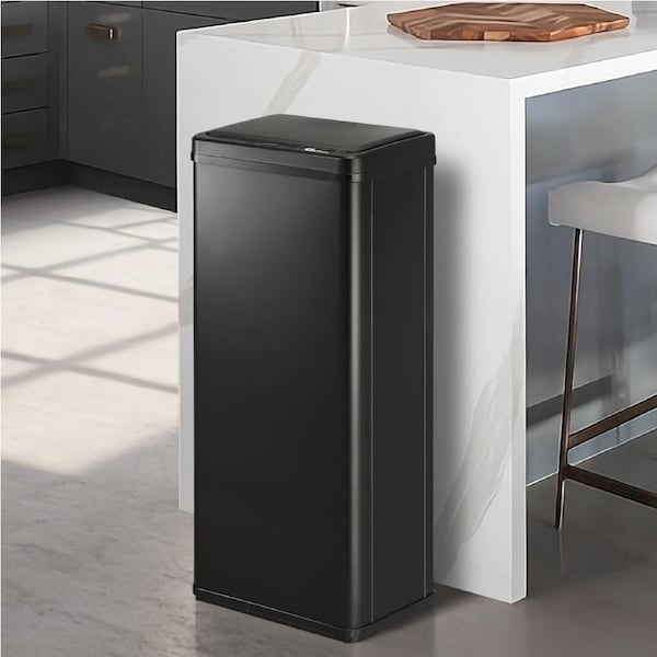 Oikiture 60L Motion Sensor Rubbish Bin Kitchen Waste Can Stainless Steel Black