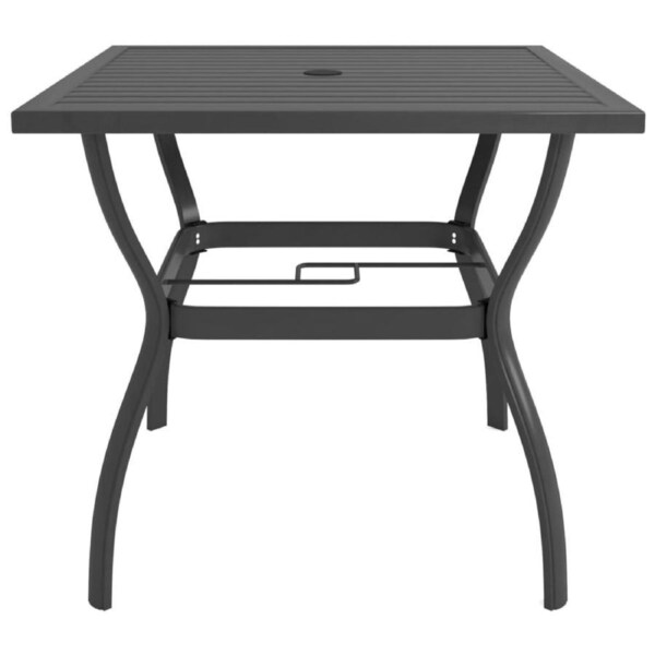 Garden Table With Parasol Hole Square Steel Industrial Style 81.5x81.5x72cm