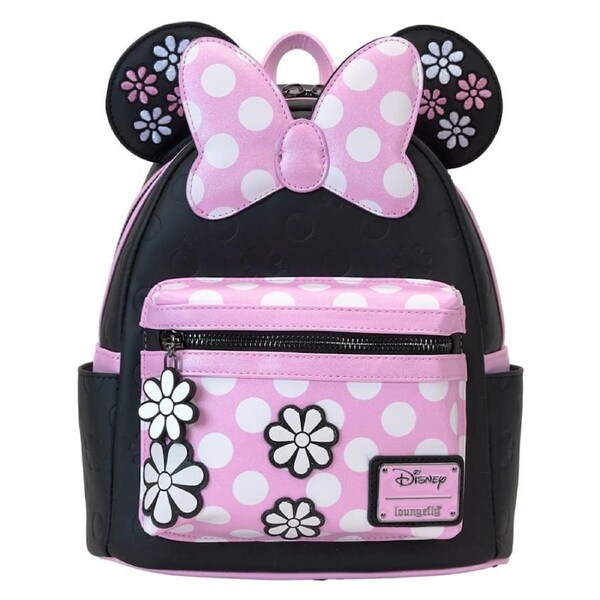 Loungefly Disney Minnie Floral Rock the Dots 10 inch Faux Leather Mini Backpack