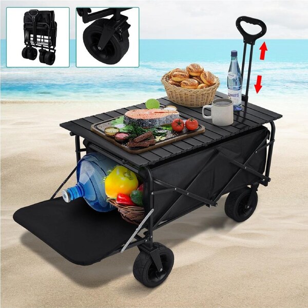 150L Foldable Wagon Cart Collapsible Beach Garden All-Terrain Sand Lockable Wheels