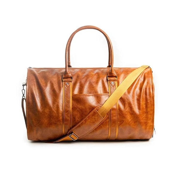 PU Leather Travel Duffel Bag Men Weekend Overnight Luggage Bag for Travel Sports