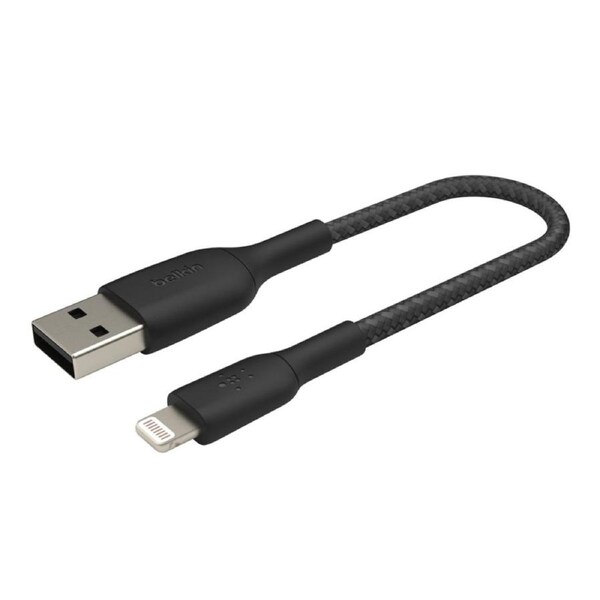 Belkin BoostCharge 15cm Braided Lightning to USB-A Cable (Black)