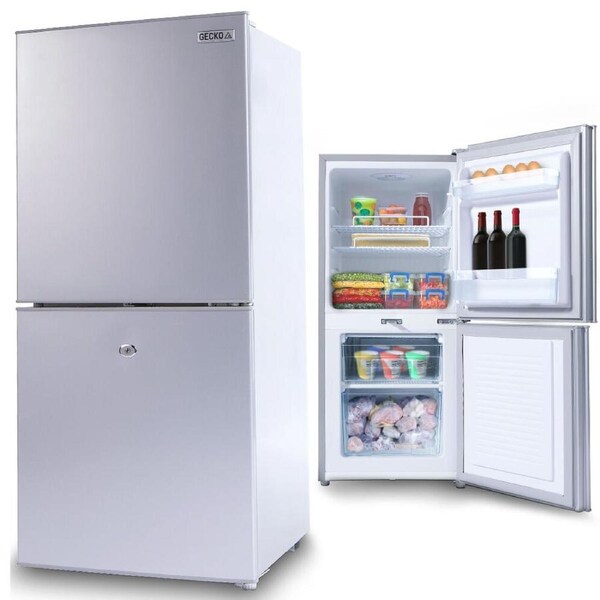 GECKO 119L Upright Portable Fridge / Freezer, 12V/24V for Motorhome and Caravan, Silver