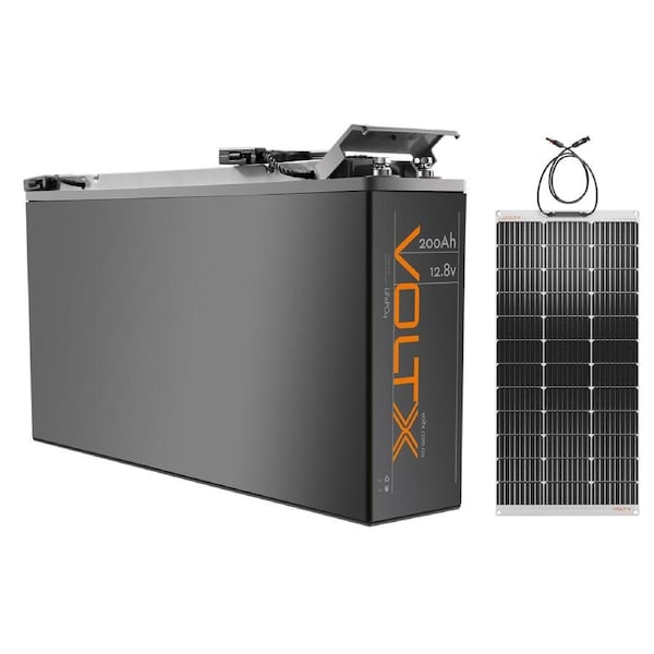 VoltX 12V Lithium Battery Slim 2560Wh + 100W Solar Panel