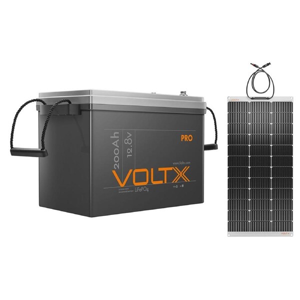 VoltX 12V Lithium Battery 200Ah + 100W Solar Panel Flexible