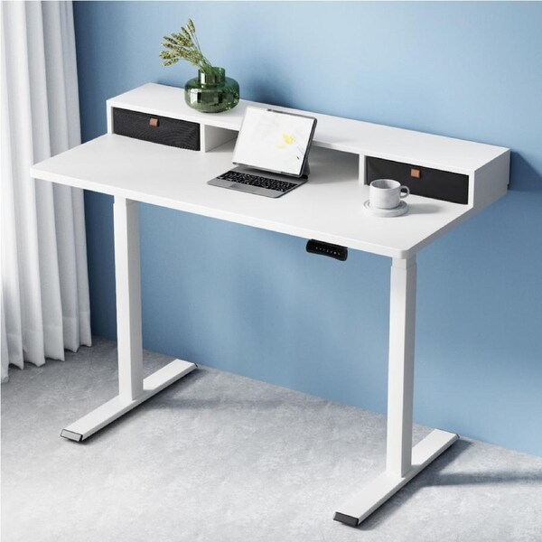 Artiss Electric Standing Desk Dual Motor Office Table With Shelf Drawer 120CM