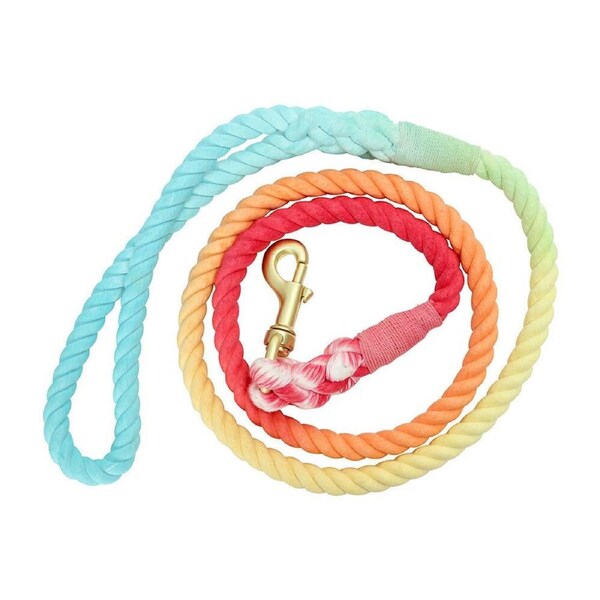 Annabel Trends Hot Dog Durable Lightweight Cotton Rope Lead 1.3m Rainbow