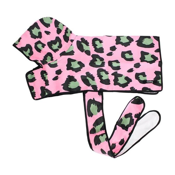Annabel Trends Hot Dog Beach Hoodie Towel for Dogs Pink Ocelot Extra Small