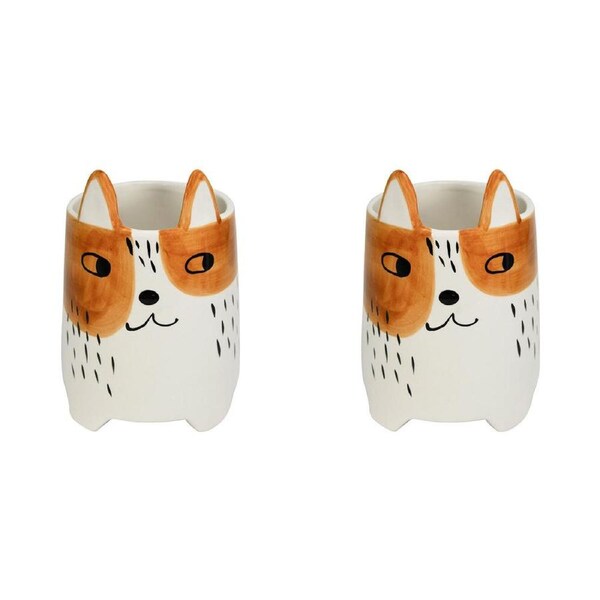 2PK Annabel Trends Cute & Quirky Ceramic Animal Planter Large Buddy Dog 22.5cm