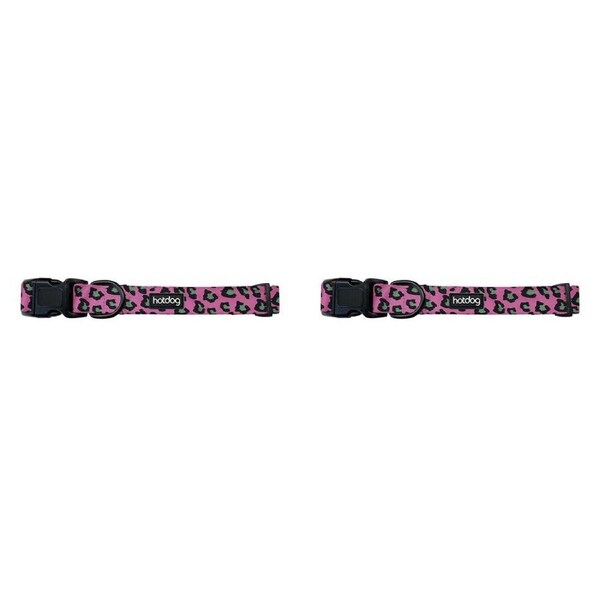 2PK Annabel Trends Hot Dog Adjustable Dog Collar Accessory Pink Ocelot Small