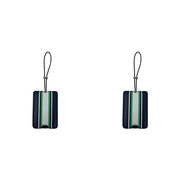 2PK Annabel Trends Stripe Luggage Tag Suitcase Identifier Label Mens Navy 12cm