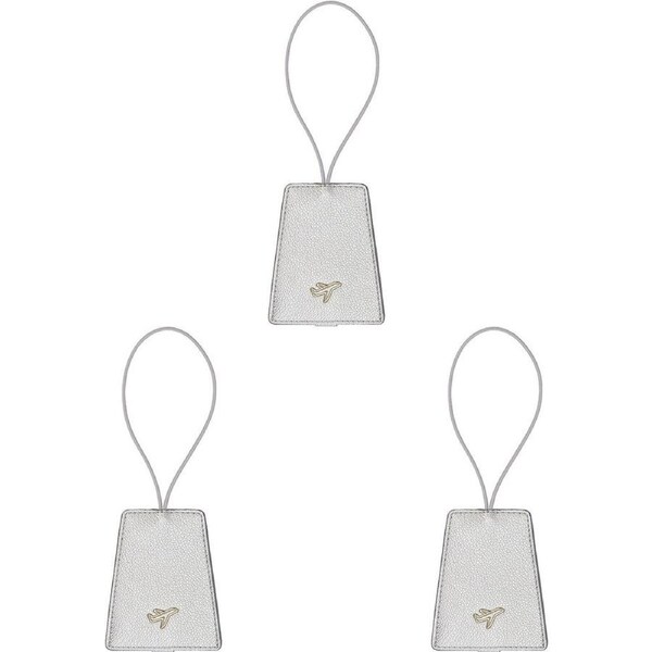 3PK Annabel Trends Vanity Luggage Travel Bag Tag PVC Identifier 9.5x7.5cm Silver