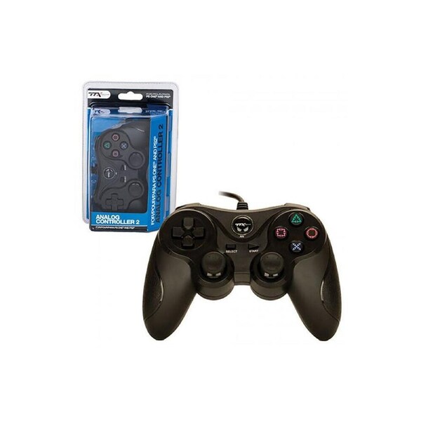 TTX Tech PS1/PS2 Wired Video Game Analog Controller Joystick Plastic Black