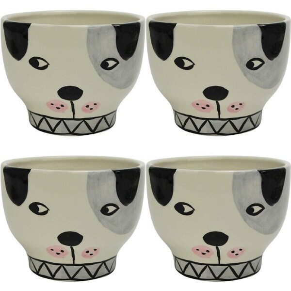 4PK Annabel Trends Cute & Quirky Ceramic Animal Planter Medium Patch Dog 15.5cm