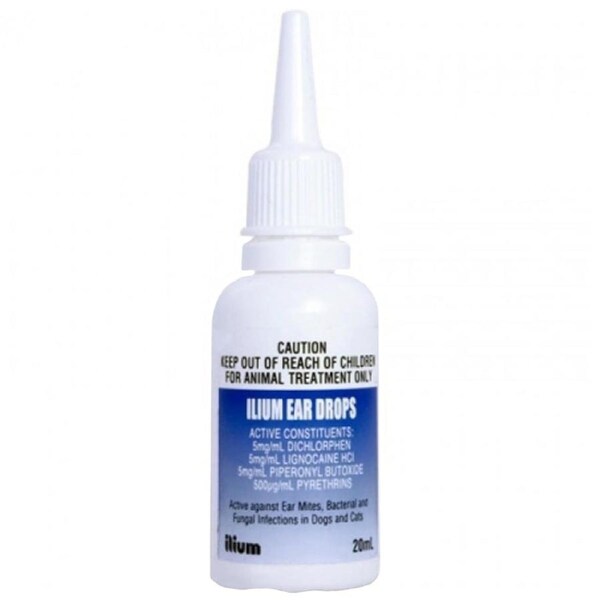Ilium Antibacterial Antifungal Dog Cat Ear Drops 20ml