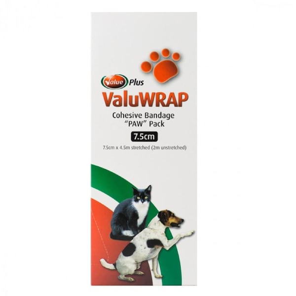 Valueplus Valuwrap Paw Pack Self Adherent Pet Bandage 7.5cm