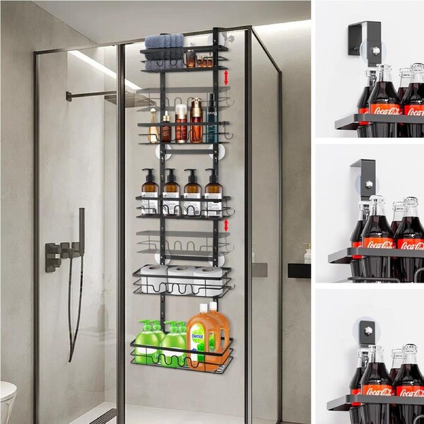 ACA 5-Tier Over Door Shower Caddy Hanging Bathroom Kitchen Storage Rack Holder Organizer Shelf