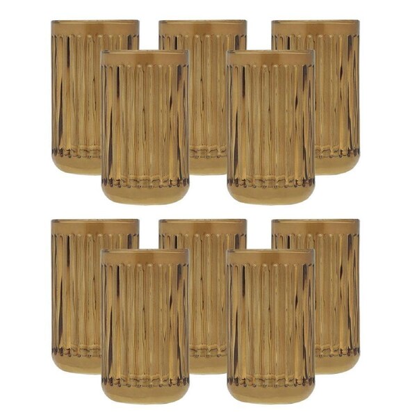 12PK Porto Ellis Glass Tumbler Cup/Holder Bath Organiser Container 12x7cm Amber