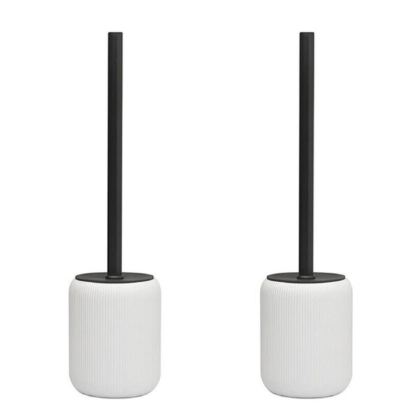 2PK Porto York Ceramic Bath Toilet Brush w/ Holder Bathroom Cleaner 40cm White