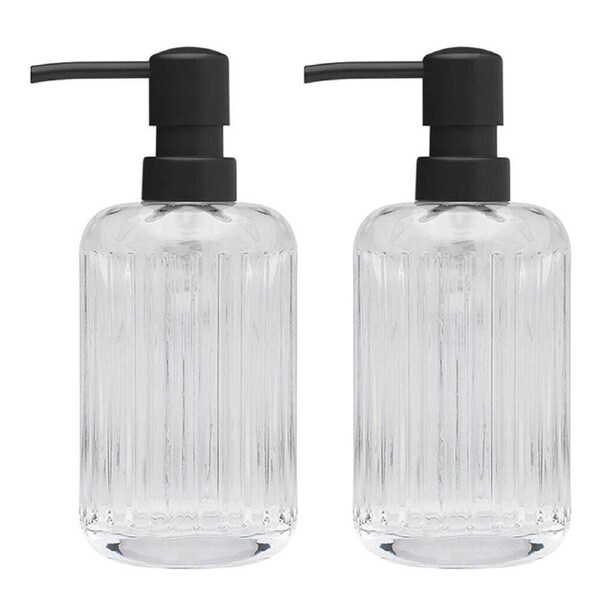 2PK Porto Ellis Glass Hand Soap Dispenser Container Bath Organiser 18cm Clear