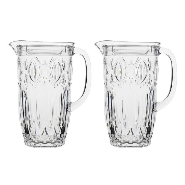 2PK Porto Lima Home/Kitchen 23.5x17cm Plastic Water Container/Pitcher 1.7L Clear