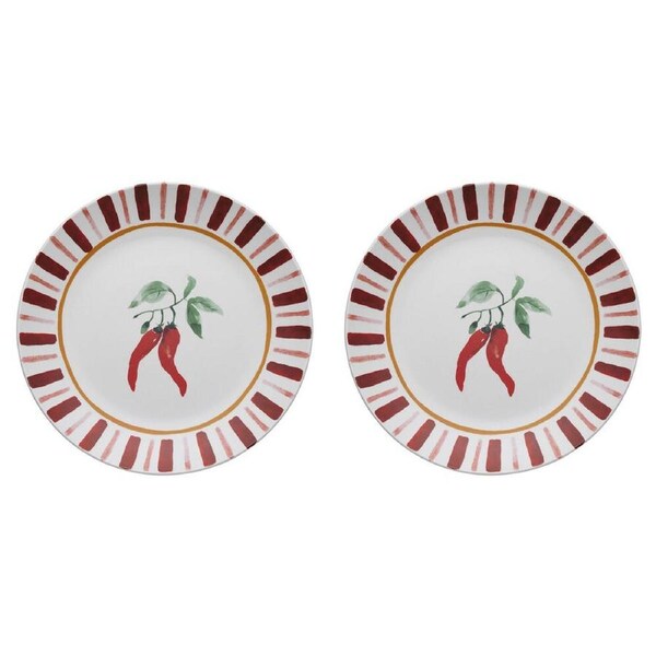 2PK Porto Cucina Porcelain Round Serving Platter Dish Serveware 30cm Chilli
