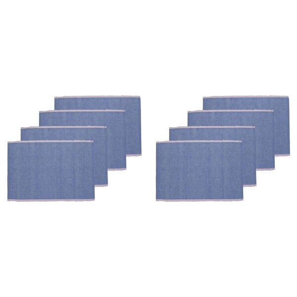 2x 4pc Porto Lola Polycotton Ribbed Placemats/Dining Mat Set 33x45cm Lilac