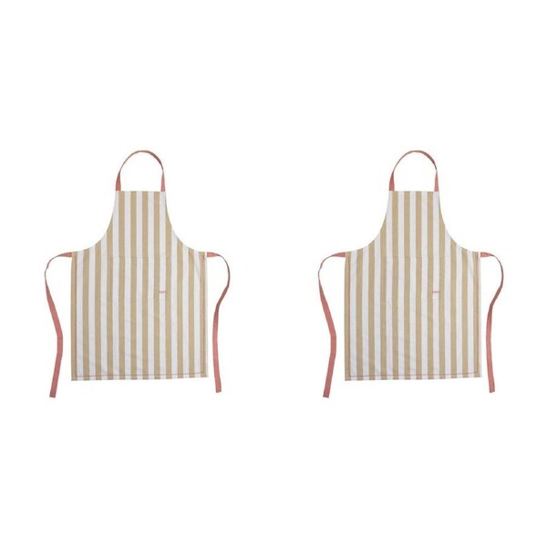 2PK Porto Lola Polycotton Chef Apron w/ Front Pocket Home/Kitchen Cooking Almond