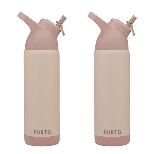2PK Porto Atlas Vacuumed Insulated Water Bottle Portable Travel Flask 700ml Pink