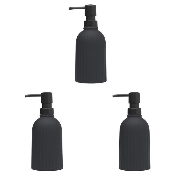 3PK Porto Soho Ceramic Hand Soap Dispenser Container Bath Organiser 19cm Black