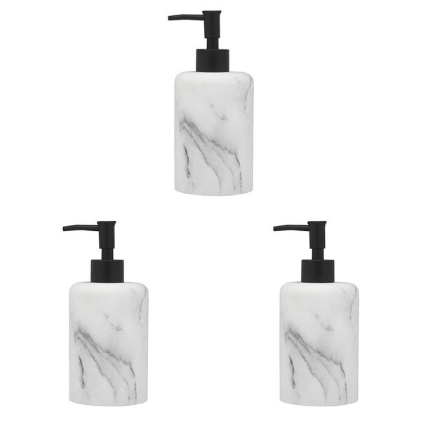 3PK Porto Plaza Resin Hand Soap Dispenser Container Bath Organiser 18cm Marble