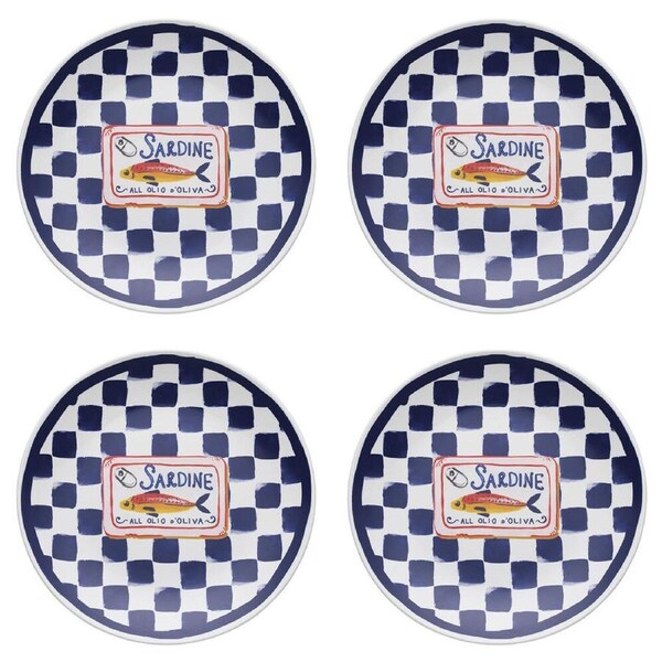 4PK Porto Cucina Porcelain Round Serving Platter Dish Serveware 30cm Sardine