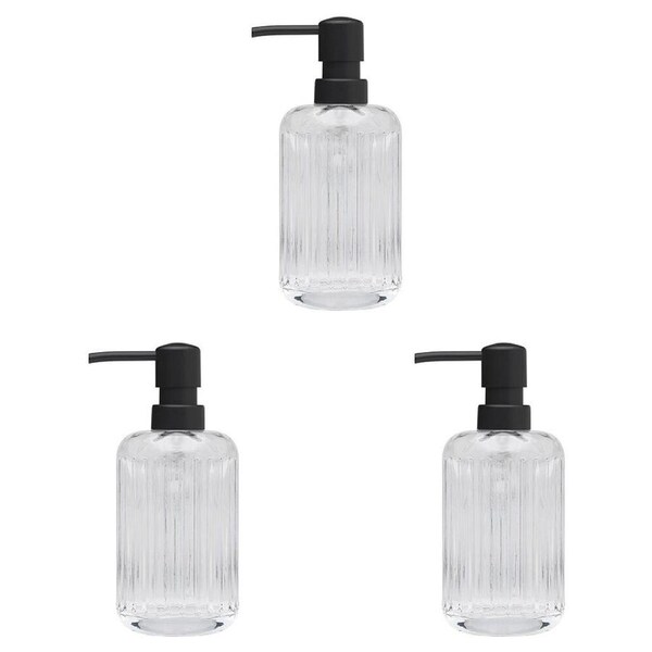 3PK Porto Ellis Glass Hand Soap Dispenser Container Bath Organiser 18cm Clear