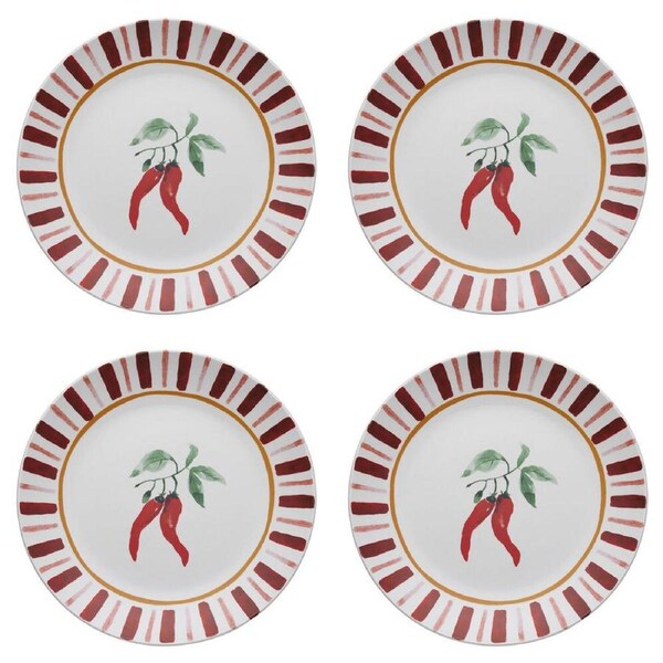 4PK Porto Cucina Porcelain Round Serving Platter Dish Serveware 30cm Chilli