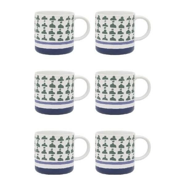 6PK Porto Vida Stoneware Drinking Water/Coffee Mug w/ Handle 12cm/320ml Cactus