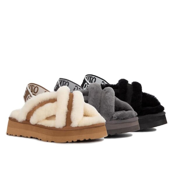 Ugg Adele Platform Slipper(Elastic Backstrap) (Water Resistant) EU38 / AU8L / 240-245mm / CHESTNUT