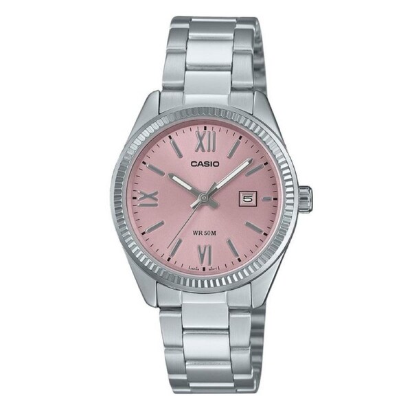 Casio Analog Stainless Steel Pink Dial Quartz LTP-1302DD-4A2V 50M Ladies Watch
