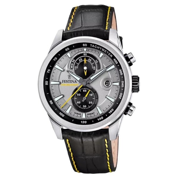 Festina Timeless Chronograph Tachymeter Grey Dial Quartz F206954 100M Mens Watch