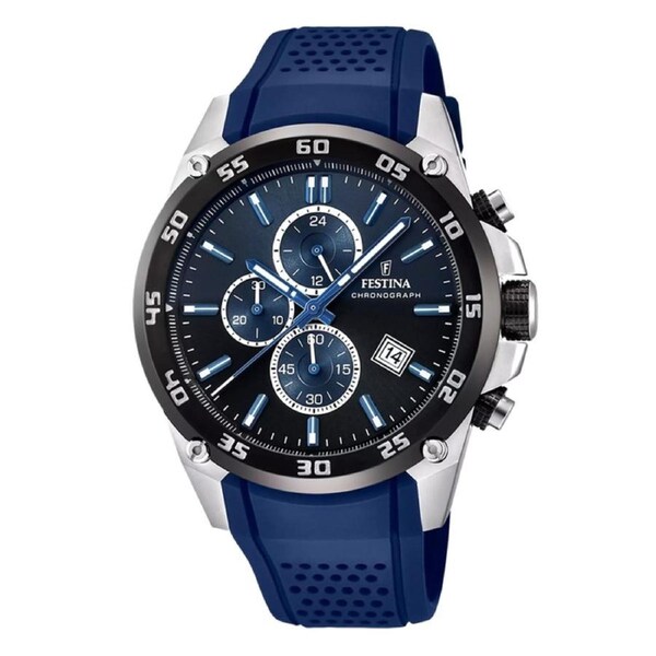 Festina The Originals Chronograph Rubber Strap Blue Dial F20330A 100M Mens Watch