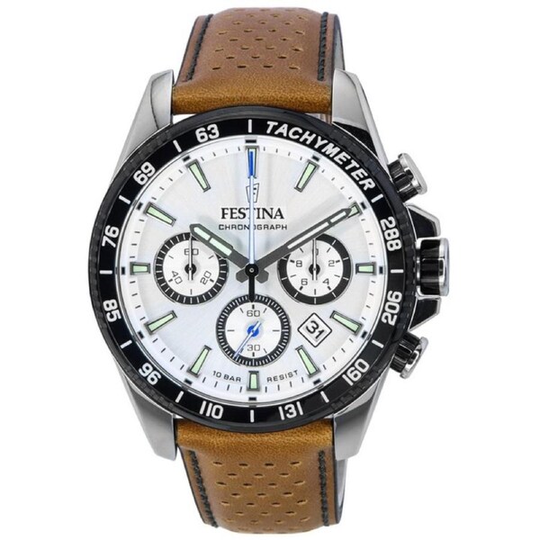 Festina Timeless Chronograph Tachymeter White Dial F20561-1 100M Mens Watch