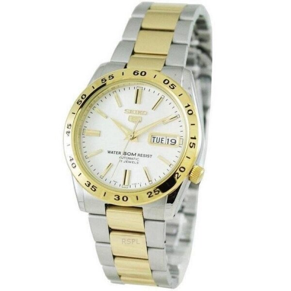 Seiko 5 Sports Automatic Gold Plated Stainless Steel White Dial SNKE04K1 Watch
