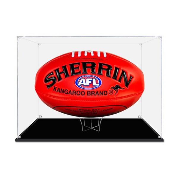 Acrylic Display Case for AFL Football Rugby Memorabilia with Holder Dust Proof Glue Free