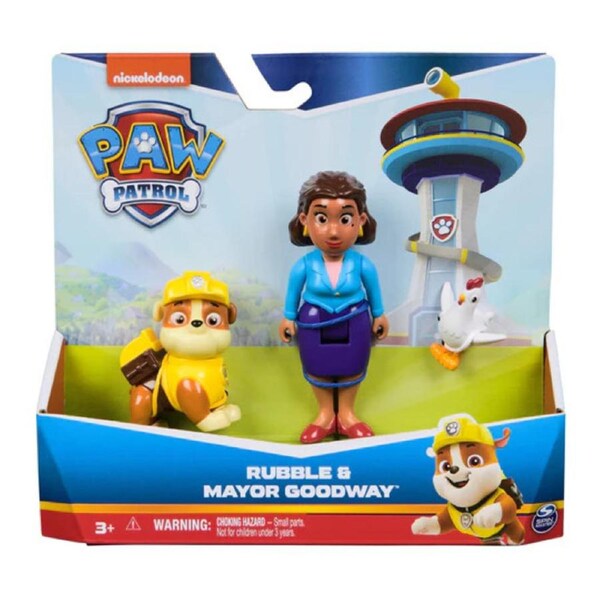 Paw Patrol Figures - Rubble and Mayor Goodway