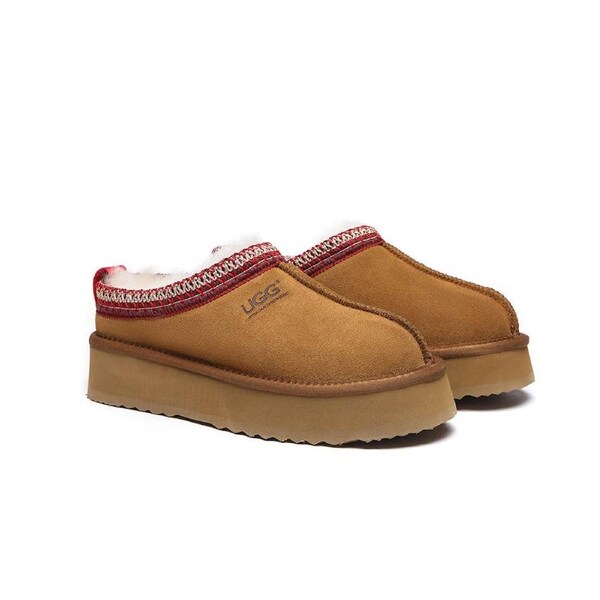 AUSTRALIAN SHEPHERD® UGG Slippers Sheepskin Wool Ankle Platform Tazzy Ventus Chestnut / AU Ladies 5 / AU Men 3 / EU 36